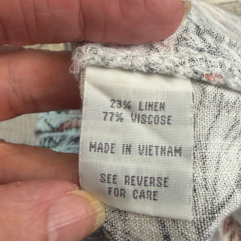 Cali 1850 Los Angeles Tropical Palm Linen Blend Jogger Pants XL Coral Olive Boho - Picture 6 of 7